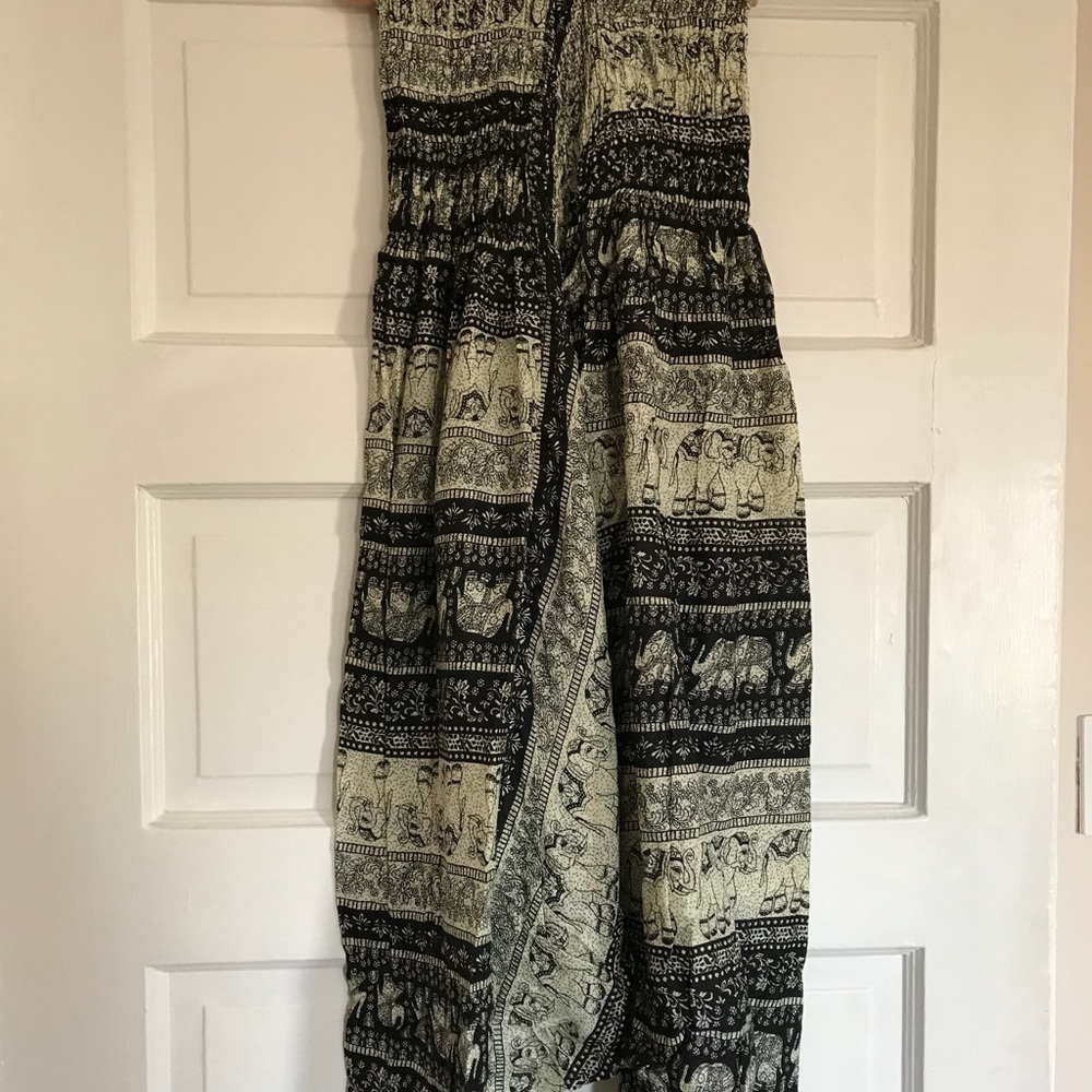 Thai harem pants in ivory and black