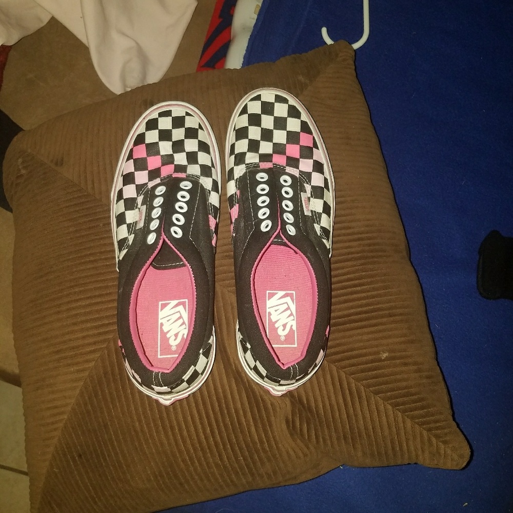 Pink and black Vans