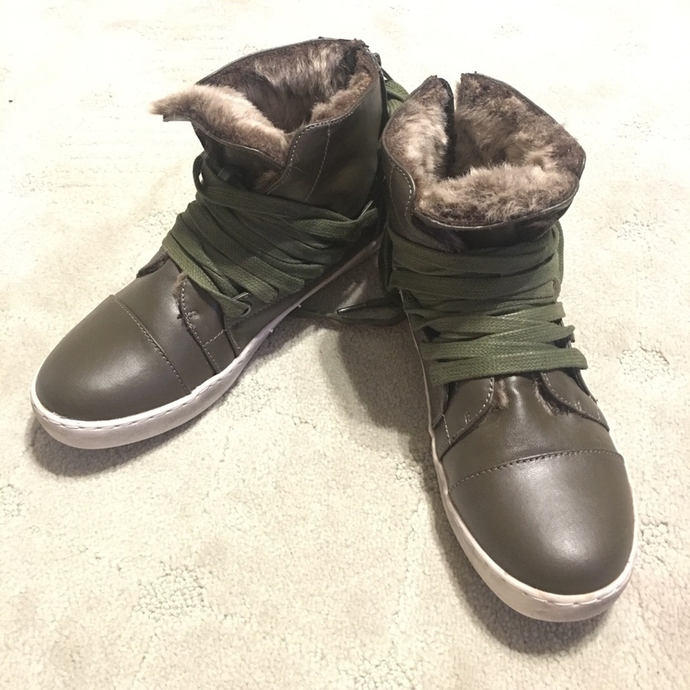 NEW Vegan Fur Lined High Top Sneakers