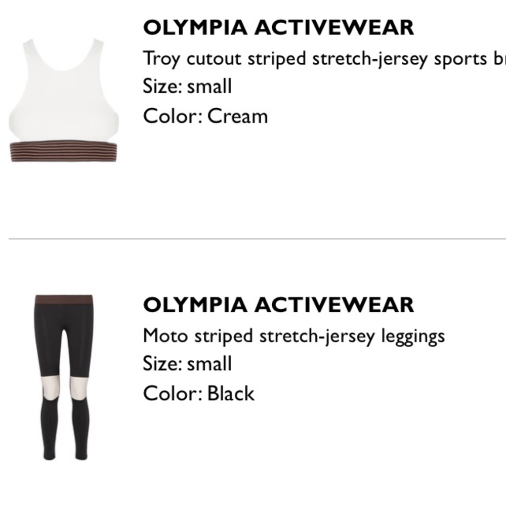 Olympia activewear sports bra and leggings