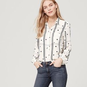 LOFT plaid ➕ polka dot classic utility blouse