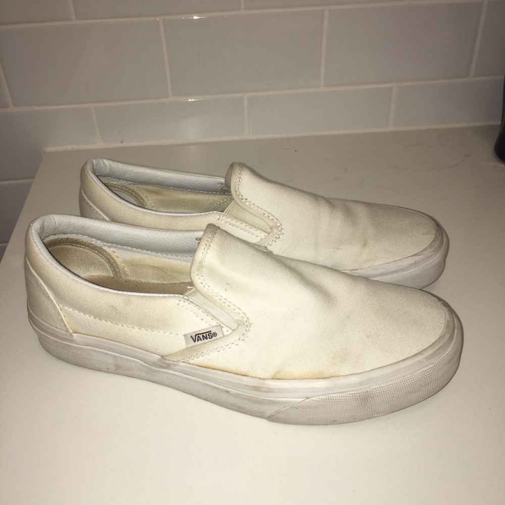 White slip on vans
