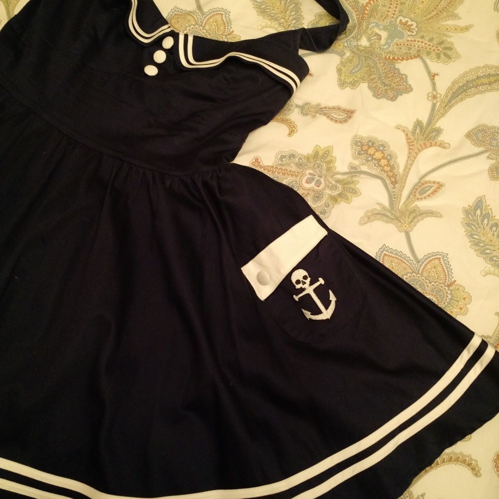 Hell Bunny navy sailor halter dress costume
