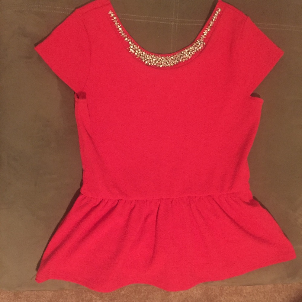 Rhinestone Embellished Peplum Top