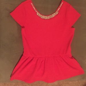 Rhinestone Embellished Peplum Top