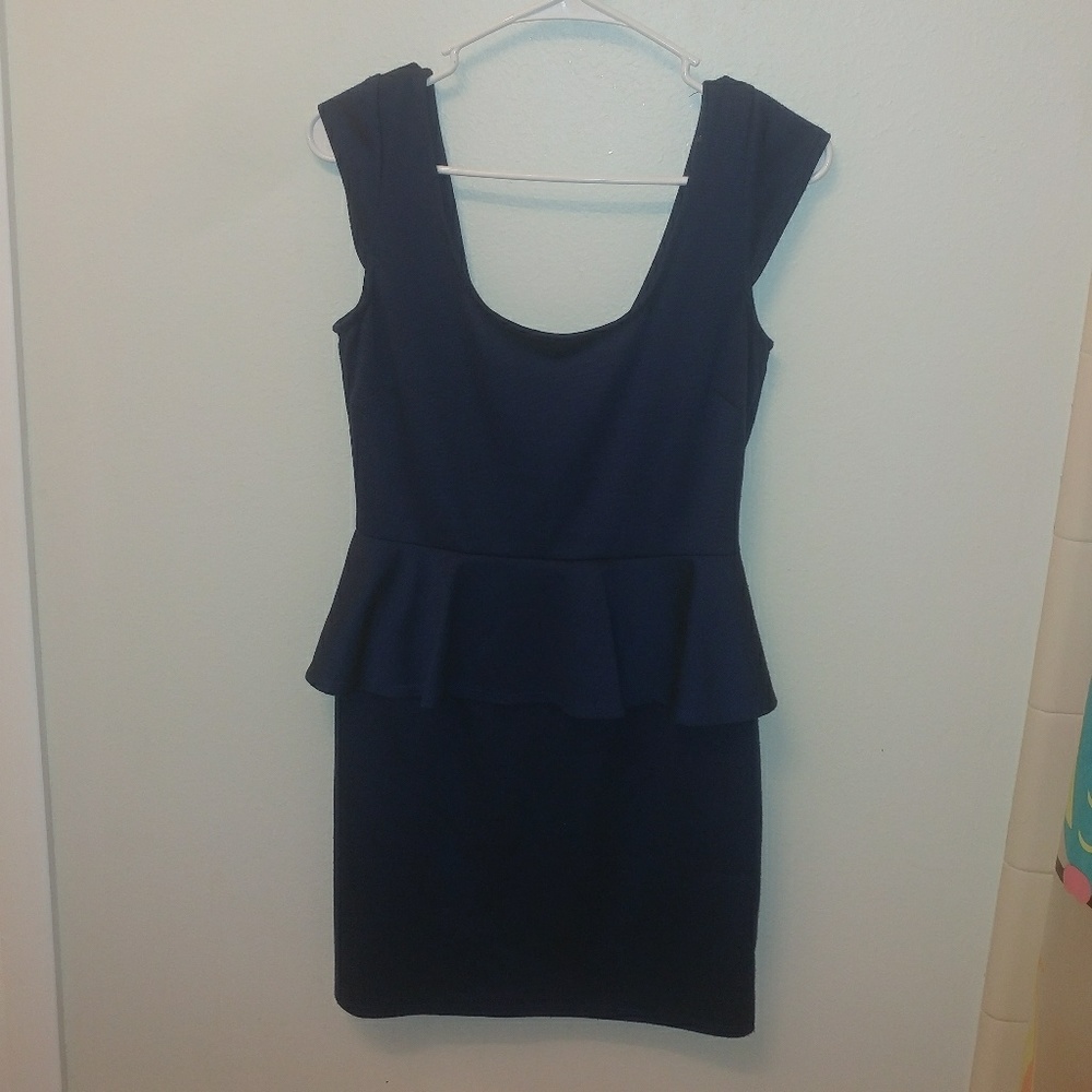 Navy Blue Peplum Dress