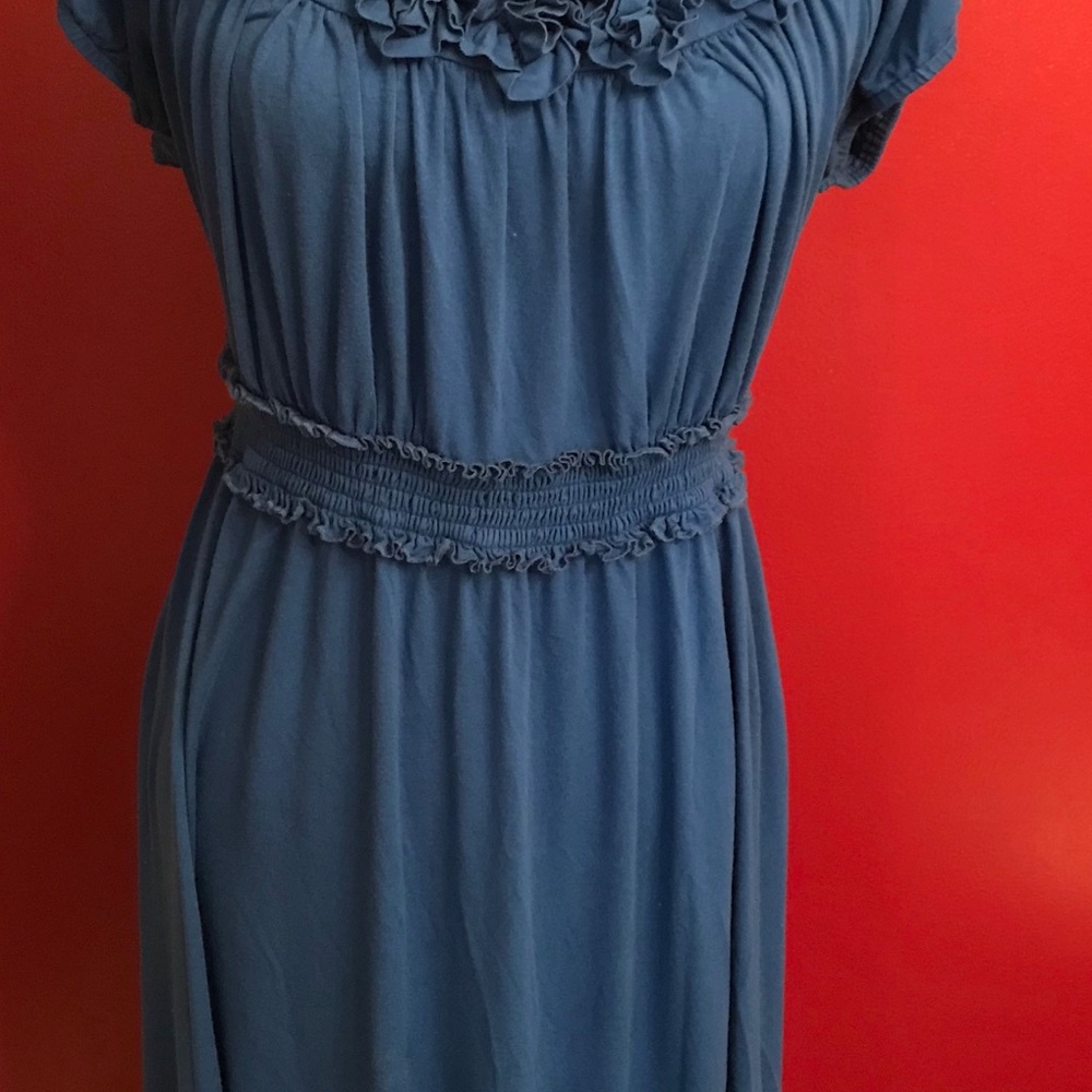 London Times Ruffle Neck Cotton Dress