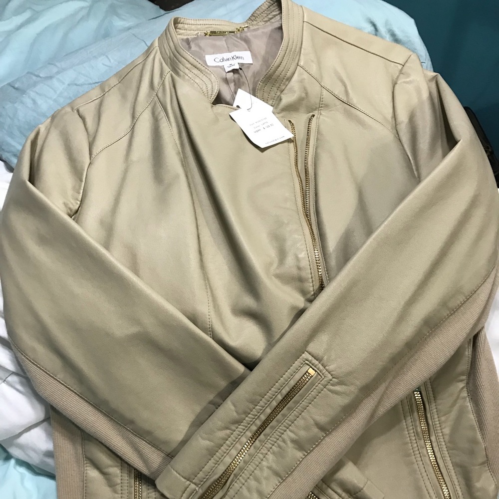 Calvin Klein Nude Leather Jacket