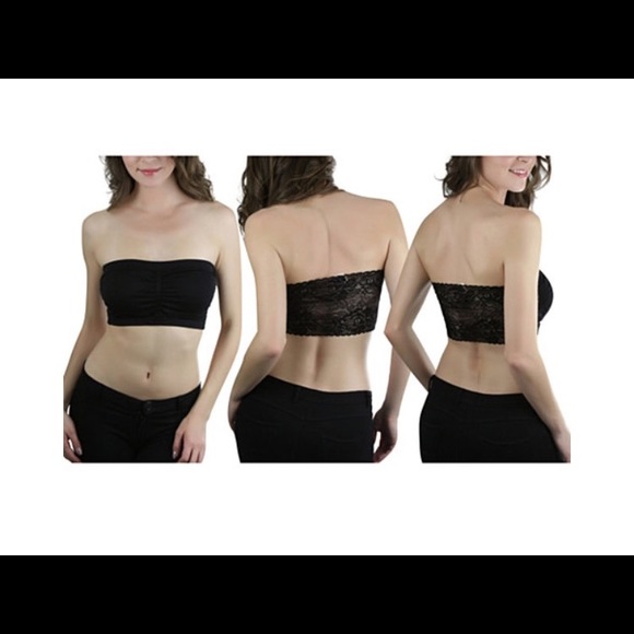 Women's seamless strapless bra with lace back. - Picture 3 of 4