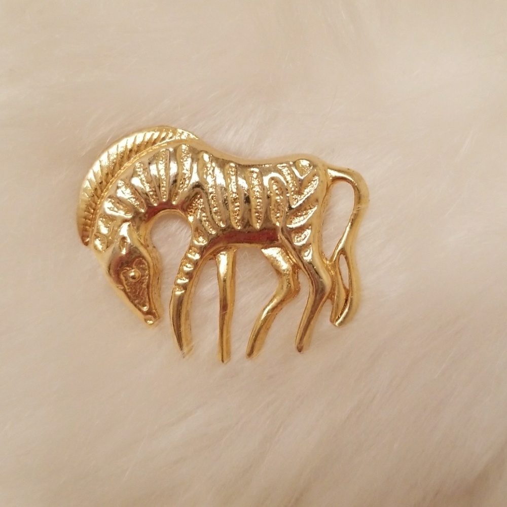 Gold Zebra Brooch