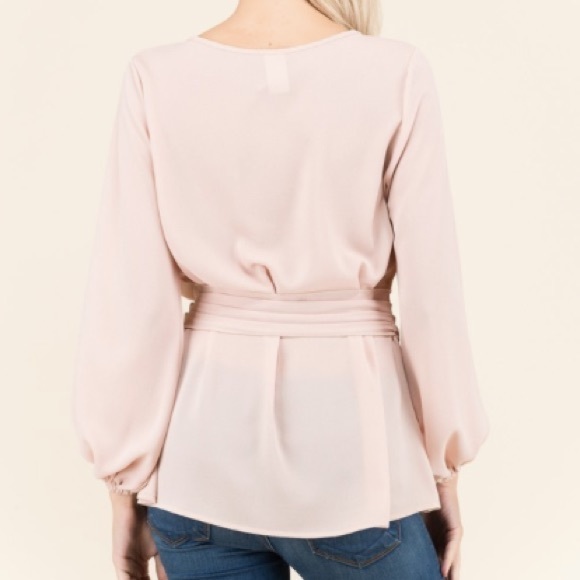 Cream Bow Tie Long Sleeve Blouse - Picture 5 of 5