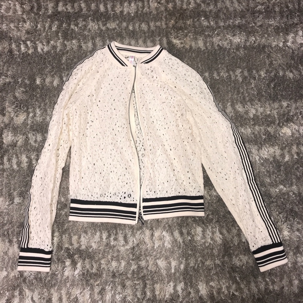 white and black lace jacket