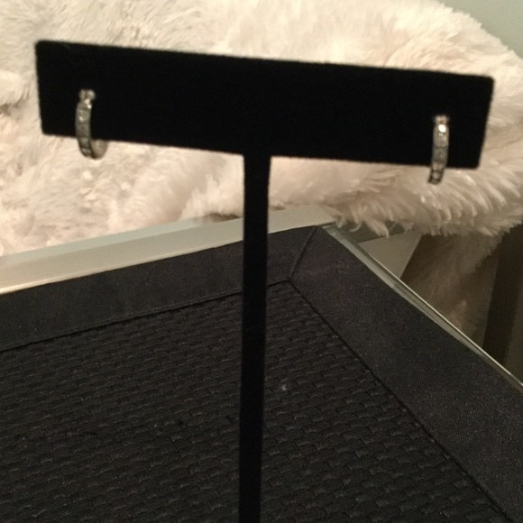 Monet Silver Tone Rhinestone & Faux Pearl Earrings - Picture 6 of 8