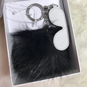 Michael Kors Fur and leather aviator keychain