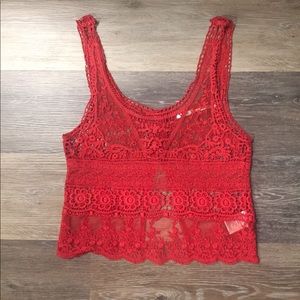 KIMCHI BLUE Magenta Crochet Tank Size XS/S
