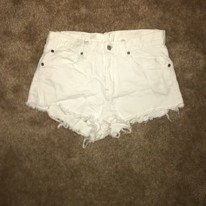 White high waisted denim shorts