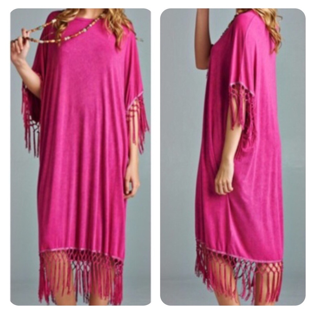➕Bohemian Mulberry Dress Fringe Trim FREE SIZE fits 1W-3W EUC