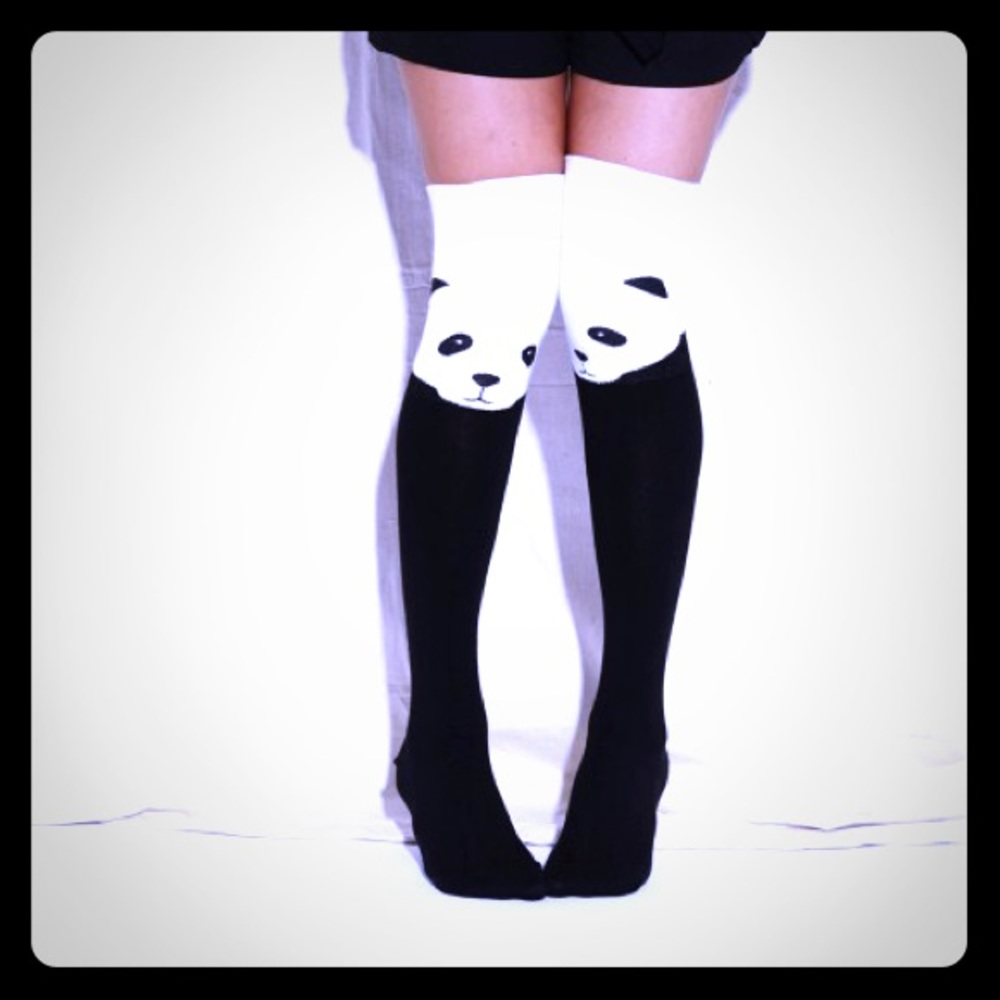 OTK Socks with Woven Panda Motif