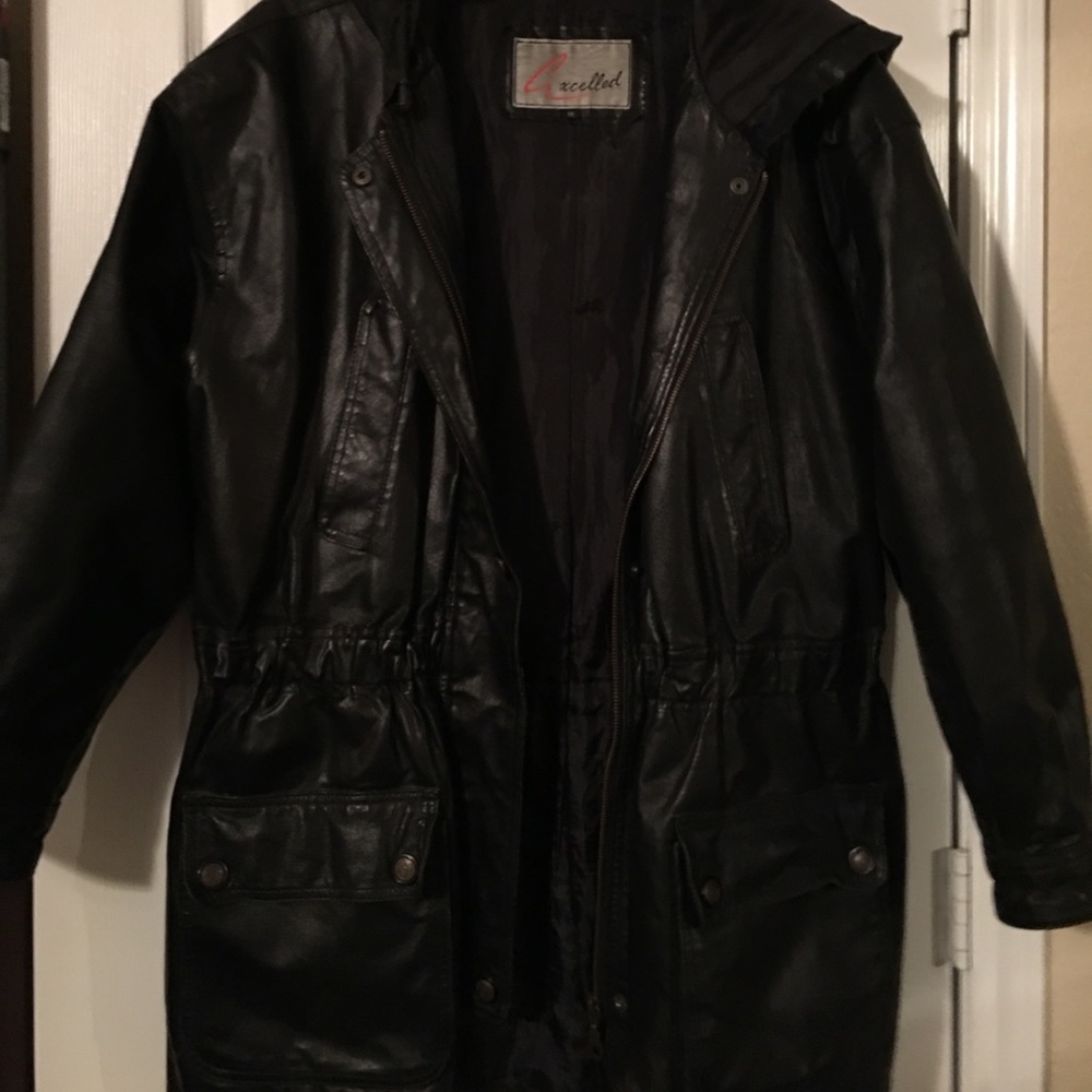 Excelled Black Leather Coat Size Medium.