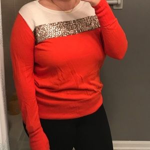 NWOT orange ✖️ gold ✨ sequins ✖️ cream sweater