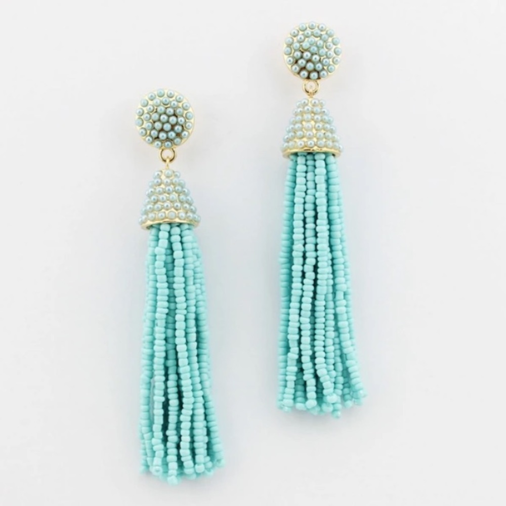 NEW Sky Blue Turquoise Piñata Tassel Drop Earrings