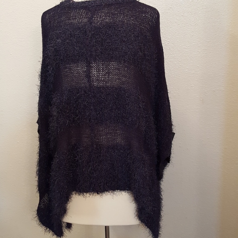 DKNY JEANS NAVY PONCHO Fuzzy nwt msrp 90