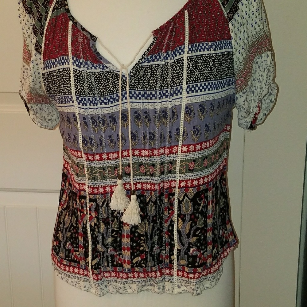 Short sleeve peasant top
