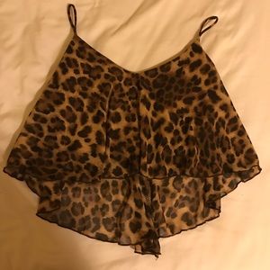 Leopard Print Spaghetti Strap Tank Top