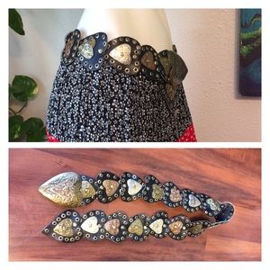 Vintage Heart Conch Belt concho leather black Vintage Heart Conch Belt concho leather black