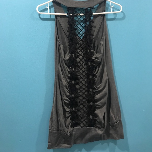 Gray and Lace Blouse - Picture 2 of 2