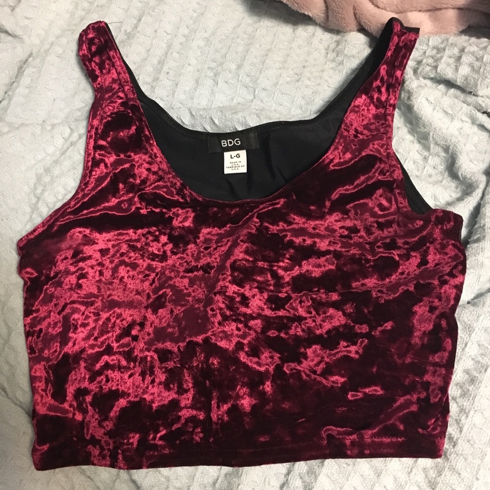 BDG urban outfitters red crushed velvet crop top