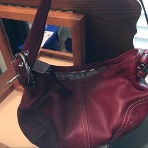 Coach red leather wristlet