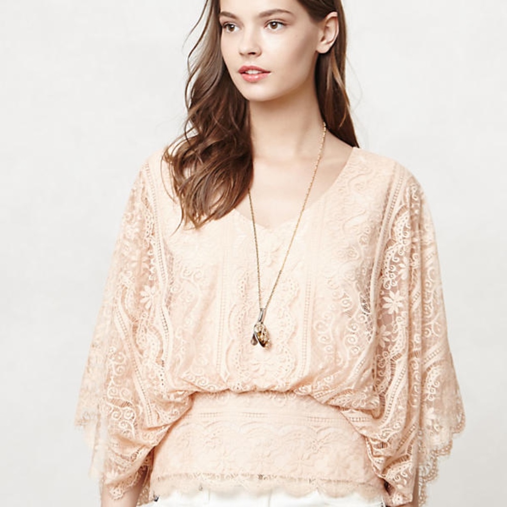 NWOT Anthropologie Lace Bat Wing Top