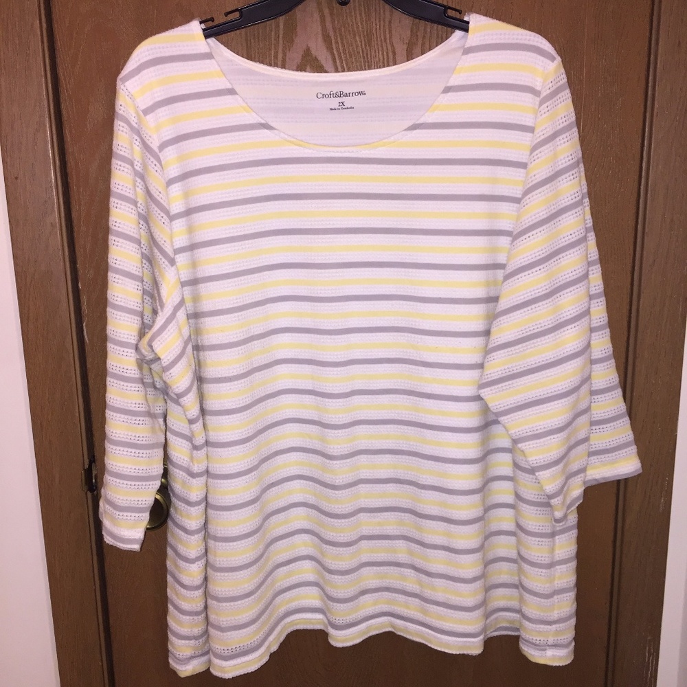 Croft & Barrow 3/4 sleeve striped tee