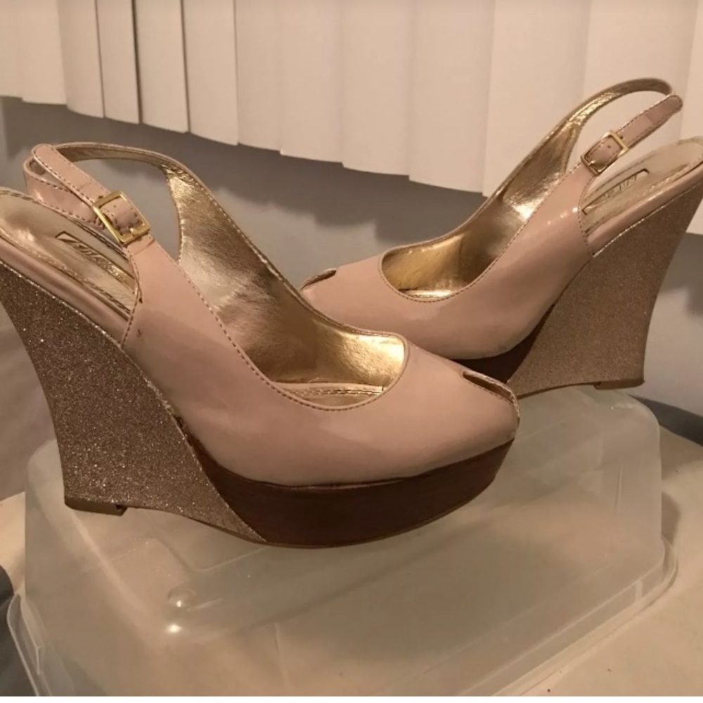 Nude Sparkly Wedges