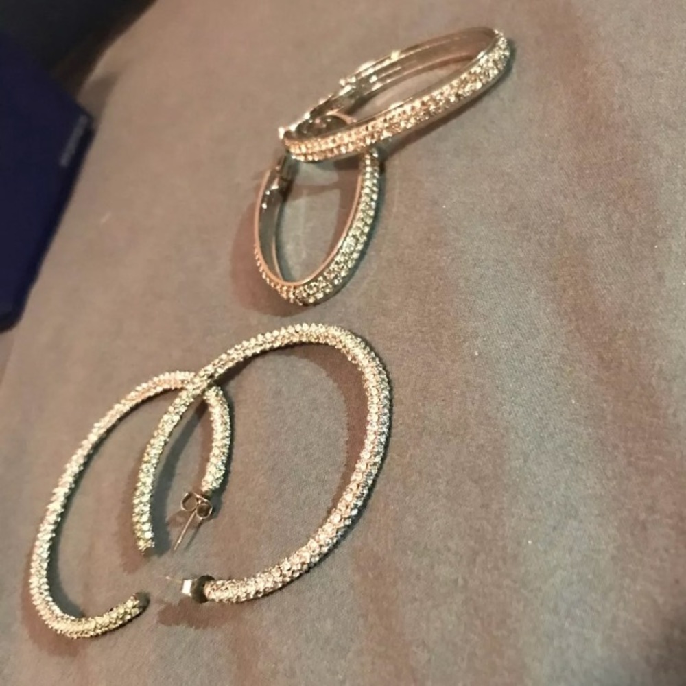 2 Pairs of Silver Hoop Earrings