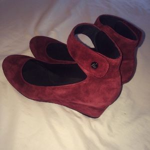 Suede Wedges w/ Ankle Strap