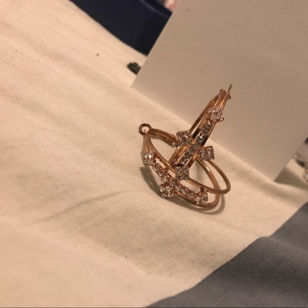 Gold Cross Hoop Earrings