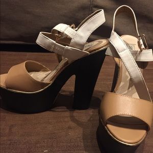 White and Brown Steve Madden Block heels