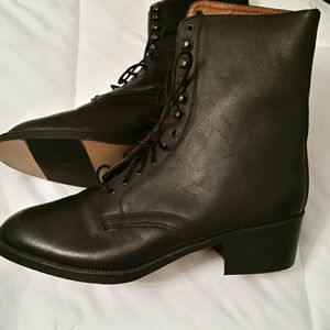 Beautiful leather black tie up boots