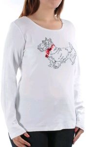 KAREN SCOTT WHITE DOG Sequined Top