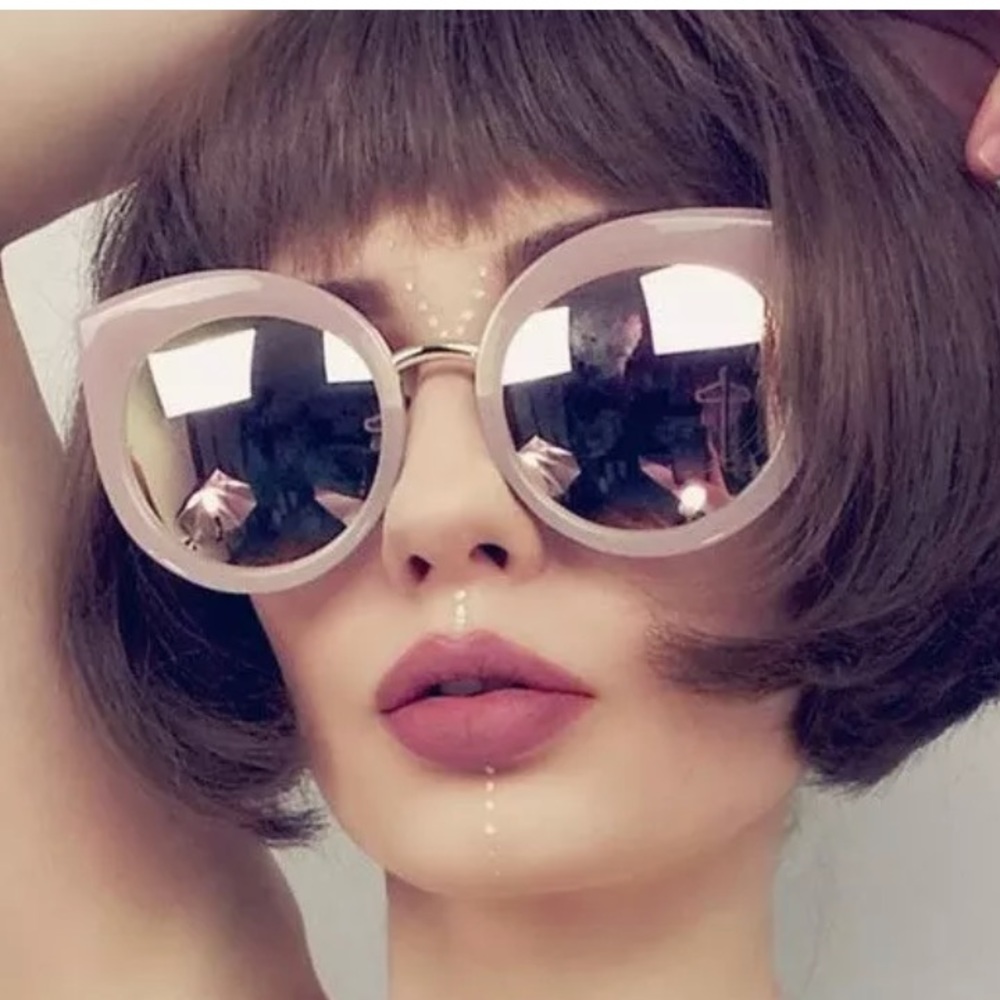 Barbie pink gold retro sunglasses oversized cat eye mirrored pinup rockabilly