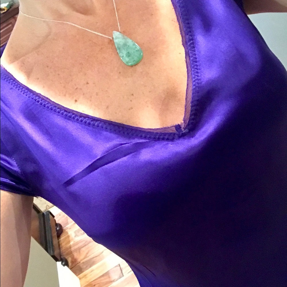 100% silk royal blue Tahari top