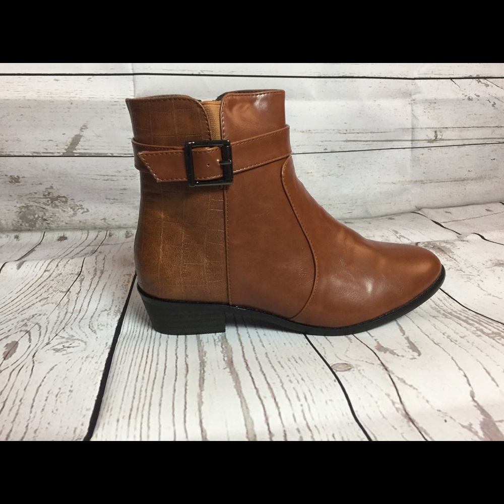 New Brown Casual Low Heel Ankle Bootie