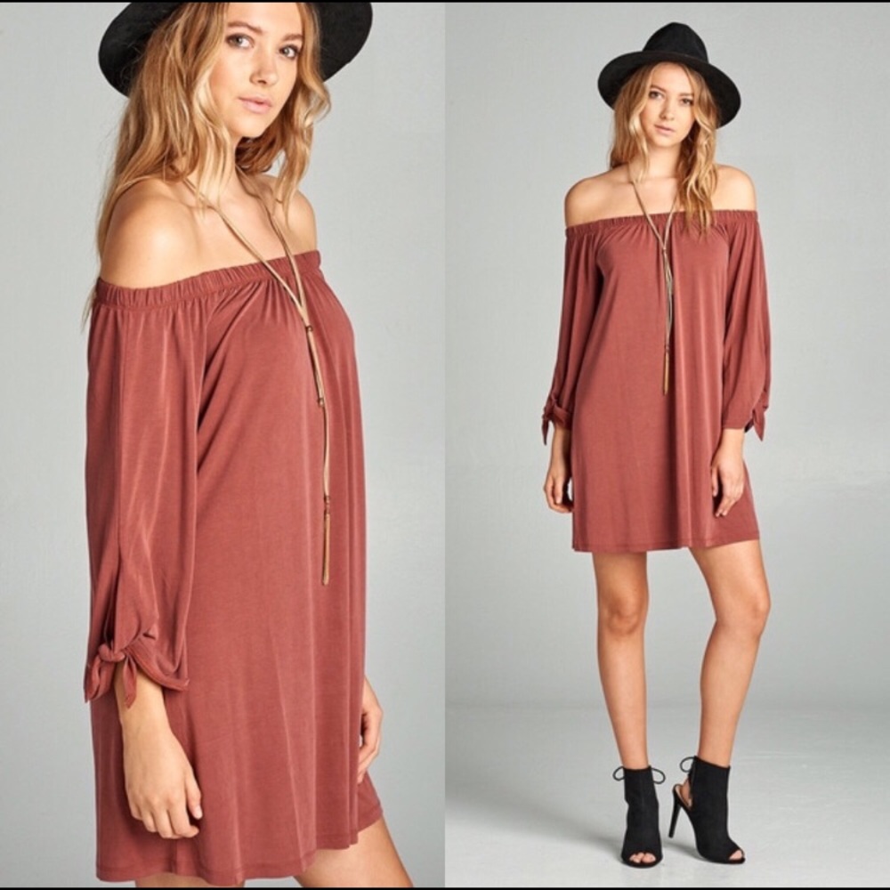 NWT Rust colored off the shoulder dress