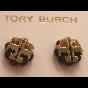 Tory Burch Tortoise Logo Earings