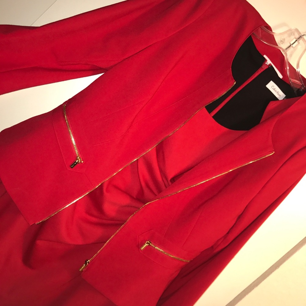 Calvin Klein dress and blazer
