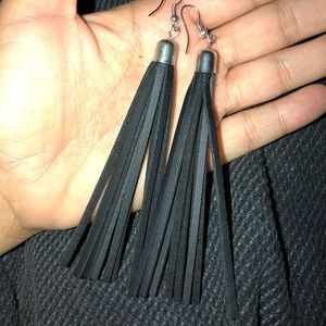 Faux leather drop earrings. Faux leather drop earrings.