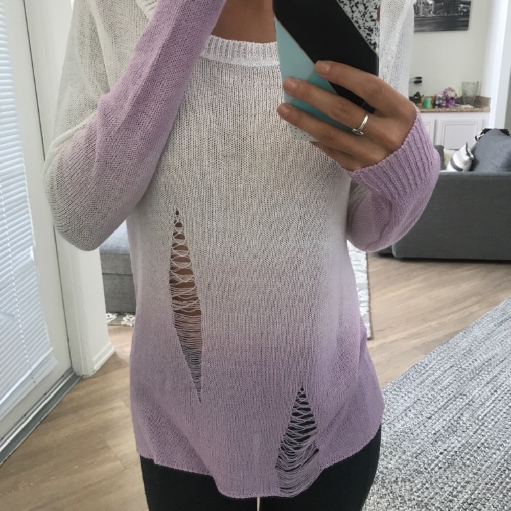 Super cute ombré distressed lightweight sweater