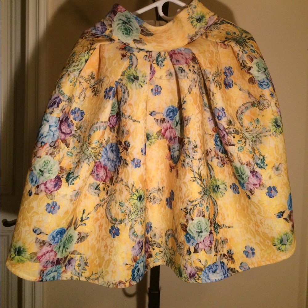 ASOS yellow flowers print A-line skirt